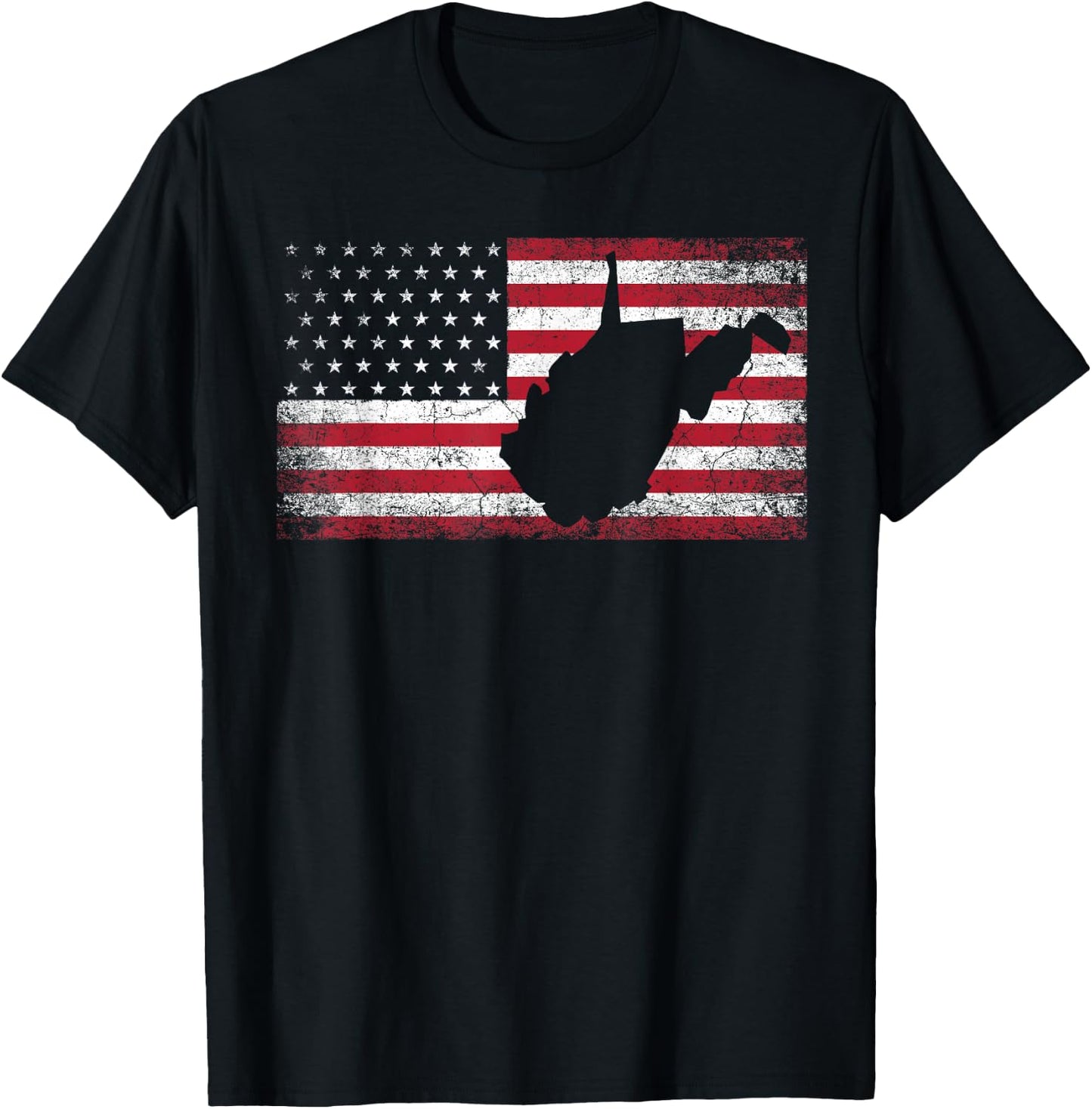 American Flag 4th of July West Virginia WV Vintage Men Women T-Shirt - T-Shirt | Black