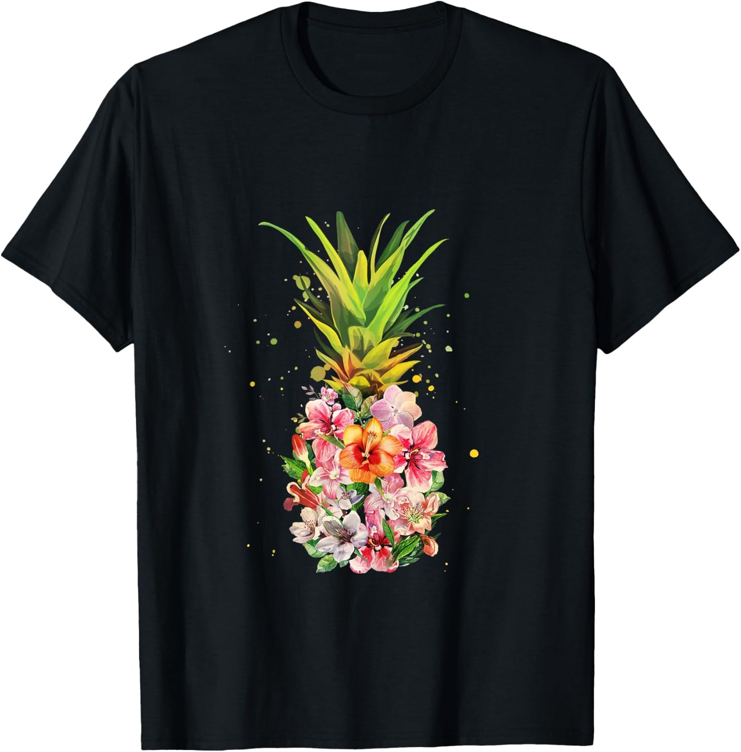 Pineapple Aloha Beaches Hawaiian Flowers Hawaii Summer Gifts T-Shirt - T-Shirt | Black
