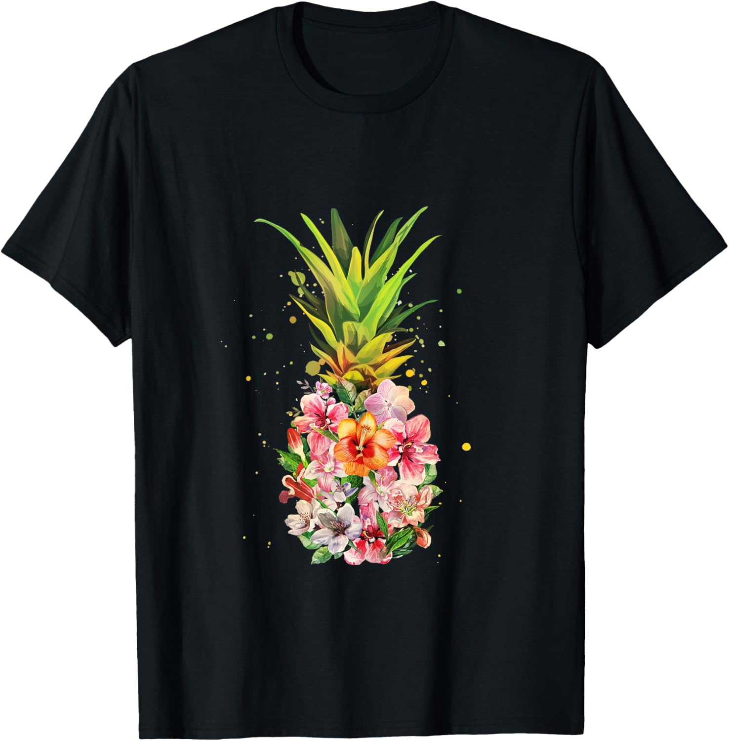 Pineapple Aloha Beaches Hawaiian Flowers Hawaii Summer Gifts T-Shirt - T-Shirt | Black