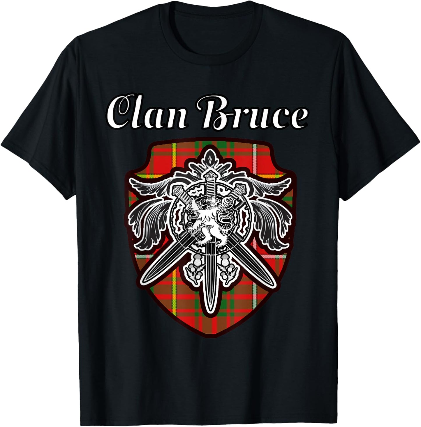 Bruce Scottish Clan Tartan Lion Sword T-Shirt - T-Shirt | Black