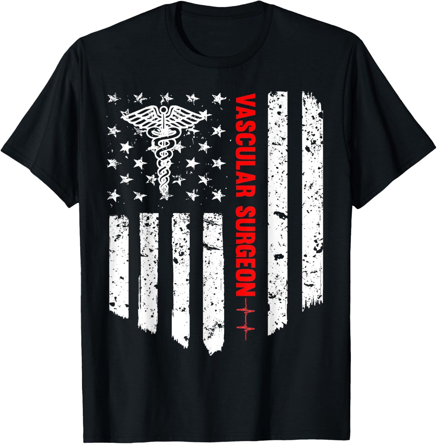 Vascular Surgeon American Flag Patriotic Medicine Gift Women Men T-Shirt - T-Shirt | Black