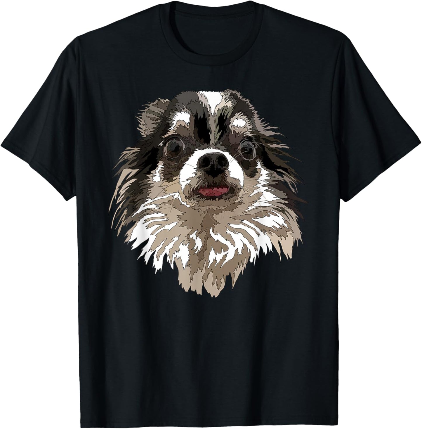 Raf THE ARTIST Designs Funny Chihuahua Long Hair Chiwawa Gift Chihuahua Lovers, -Adults, Girls, Black, Short Sleeve, Small T-Shirt - T-Shirt | Black