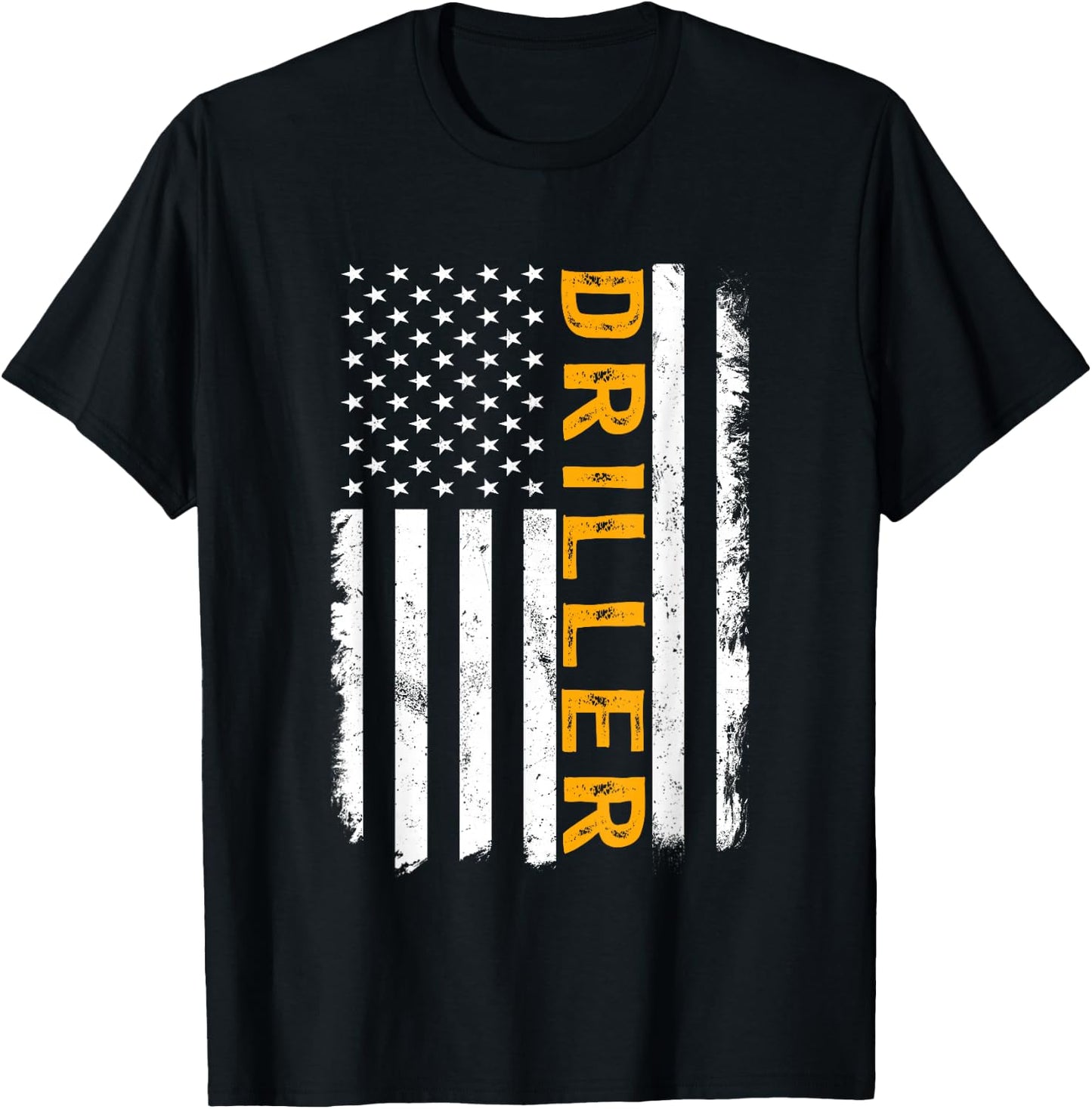 Driller Job, American Flag Drillers Career T-Shirt - T-Shirt | Black