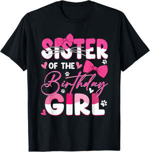 Sister of The Birthday Girl Cat Kitty Family Matching T-Shirt - T-Shirt | Black
