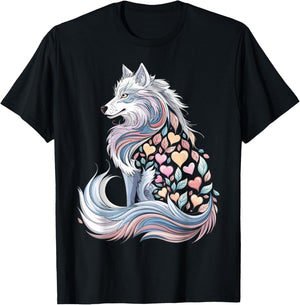 Wolf Heart Valentine's Day Animal Lover Couples Matching T-Shirt - T-Shirt | Black