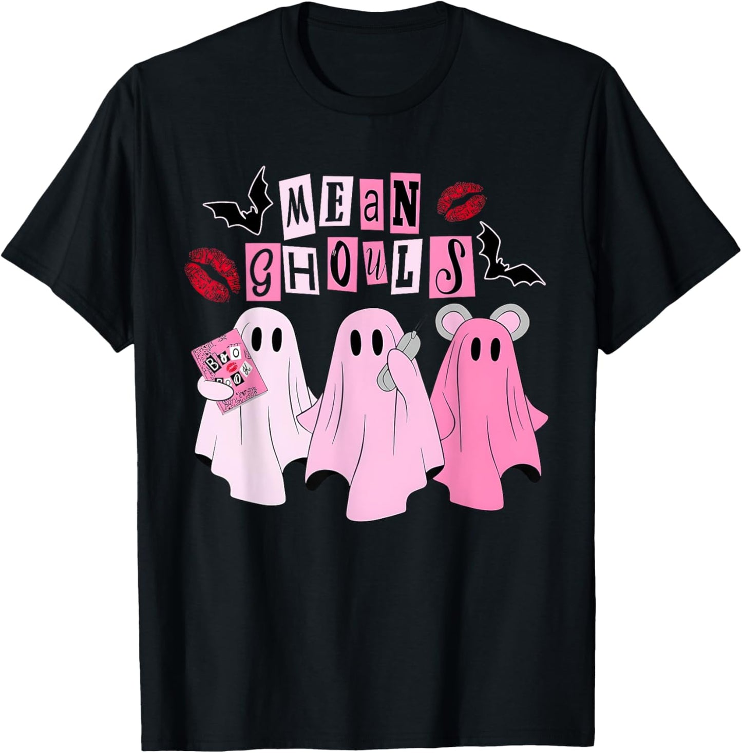 Cute Ghost Mean Ghouls Halloween Costume Spooky Season Girls T-Shirt - T-Shirt | Black
