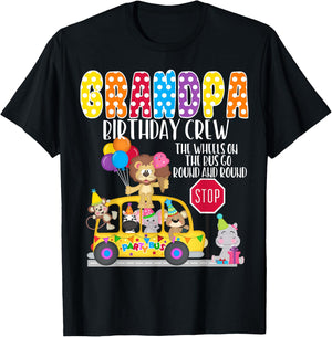 The Wheels On The Bus Grandpa Birthday Crew Party Toddler T-Shirt - T-Shirt | Black