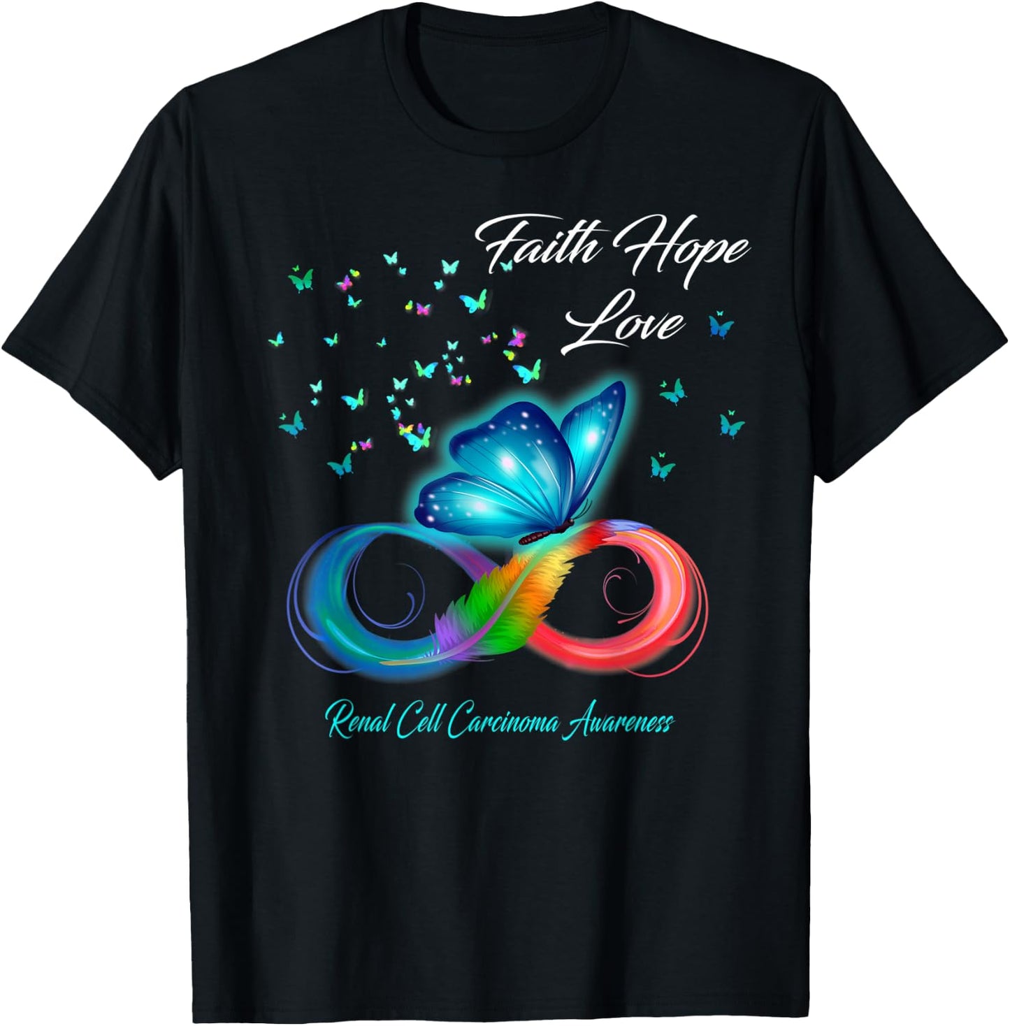 Butterfly Faith Hope Love Renal Cell Carcinoma Awareness T-Shirt - T-Shirt | Black