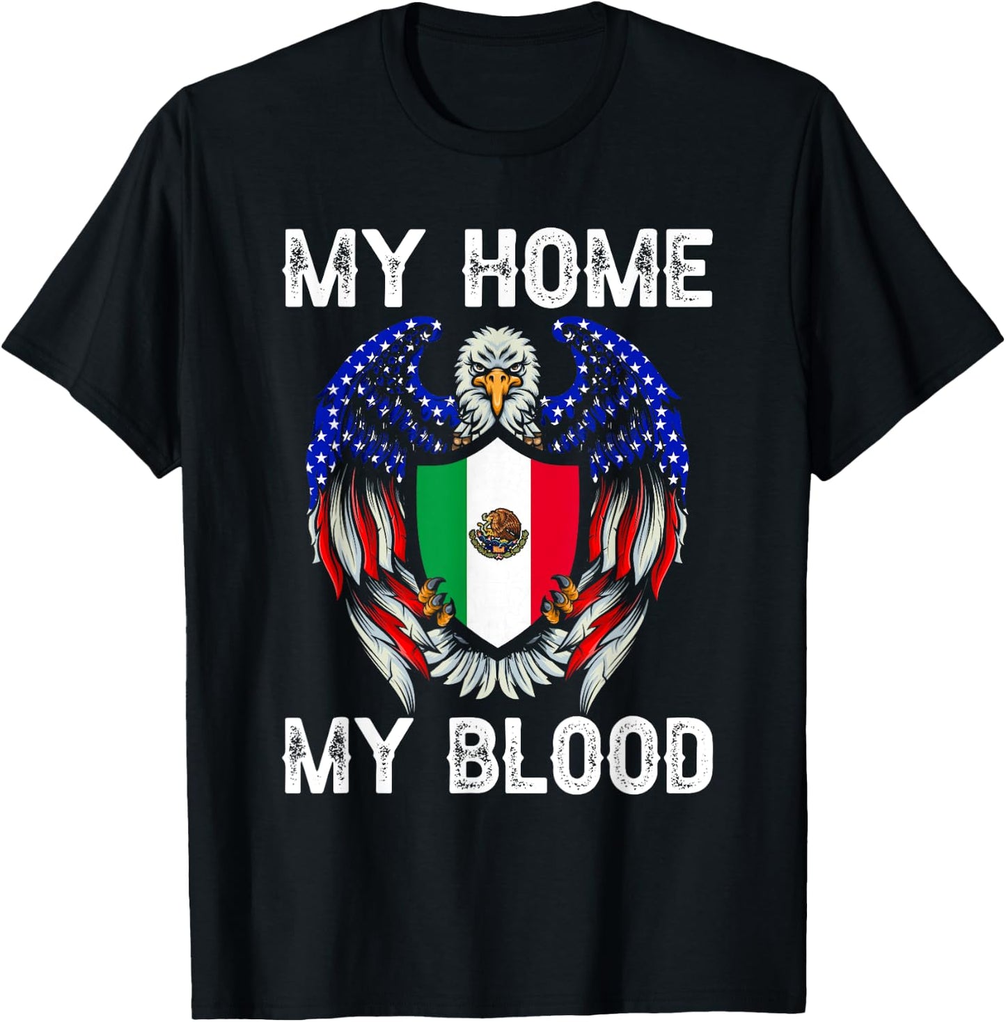My Blood my Home Vintage American Grown with Mexican Roots T-Shirt - T-Shirt | Black