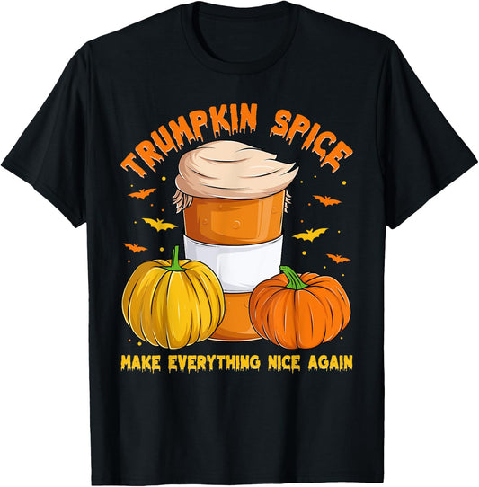 Trumpkin Spice Make Everything Nice Again, Halloween Trump T-Shirt - T-Shirt | Black