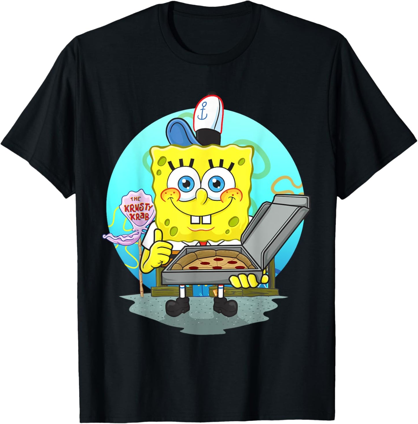 Mademark x SpongeBob SquarePants - The Krusty Krab Pizza Delivery T-Shirt - T-Shirt | Black
