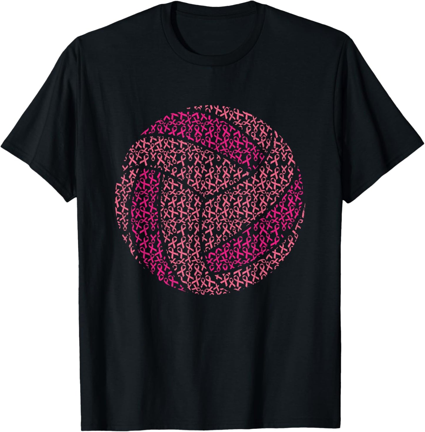 Pink Out Breast Cancer Awareness Pink Ribbon Volleyball Ball T-Shirt - T-Shirt | Black