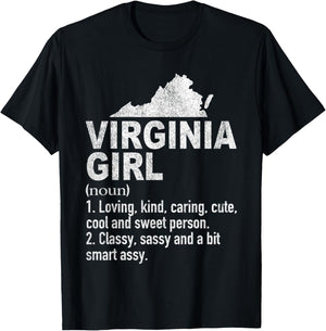 Virginia Girl Definition Funny Hometown Home Virginia T-Shirt - T-Shirt | Black