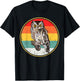 Vintage Retro Sunset Whiskered Screech-Owl Bird T-Shirt - T-Shirt | Black