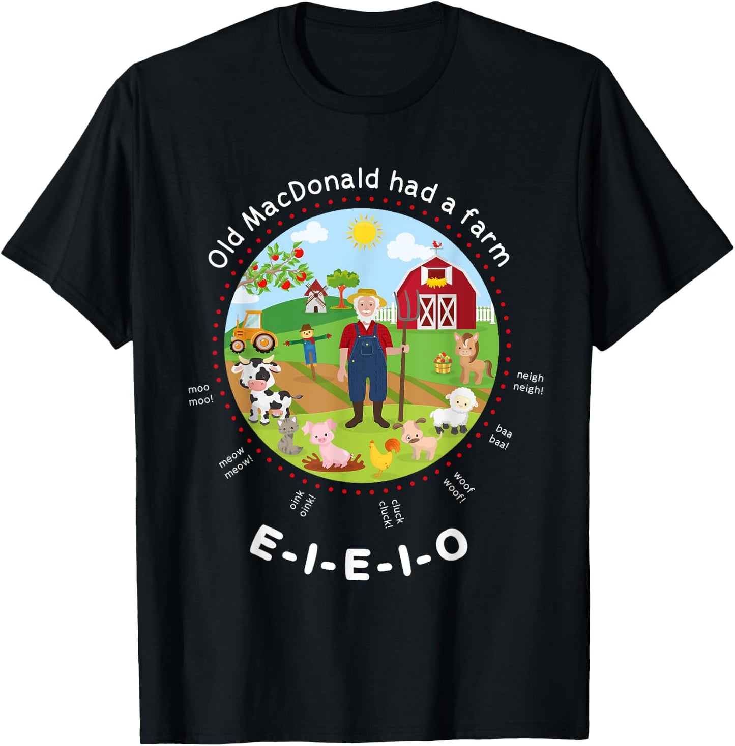Old MacDonald had a farm English Nursery Rhyme Theme T-Shirt - T-Shirt | Black