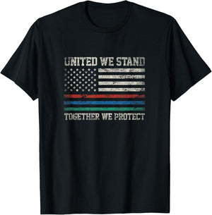 Thin Blue Red Green Line American Flag Support T Shirt Men T-Shirt - T-Shirt | Black