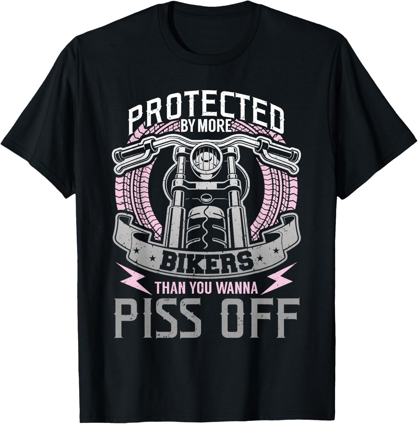 Motorcycle Protected By More Bikers Girlfriend Wife T-Shirt - T-Shirt | Black