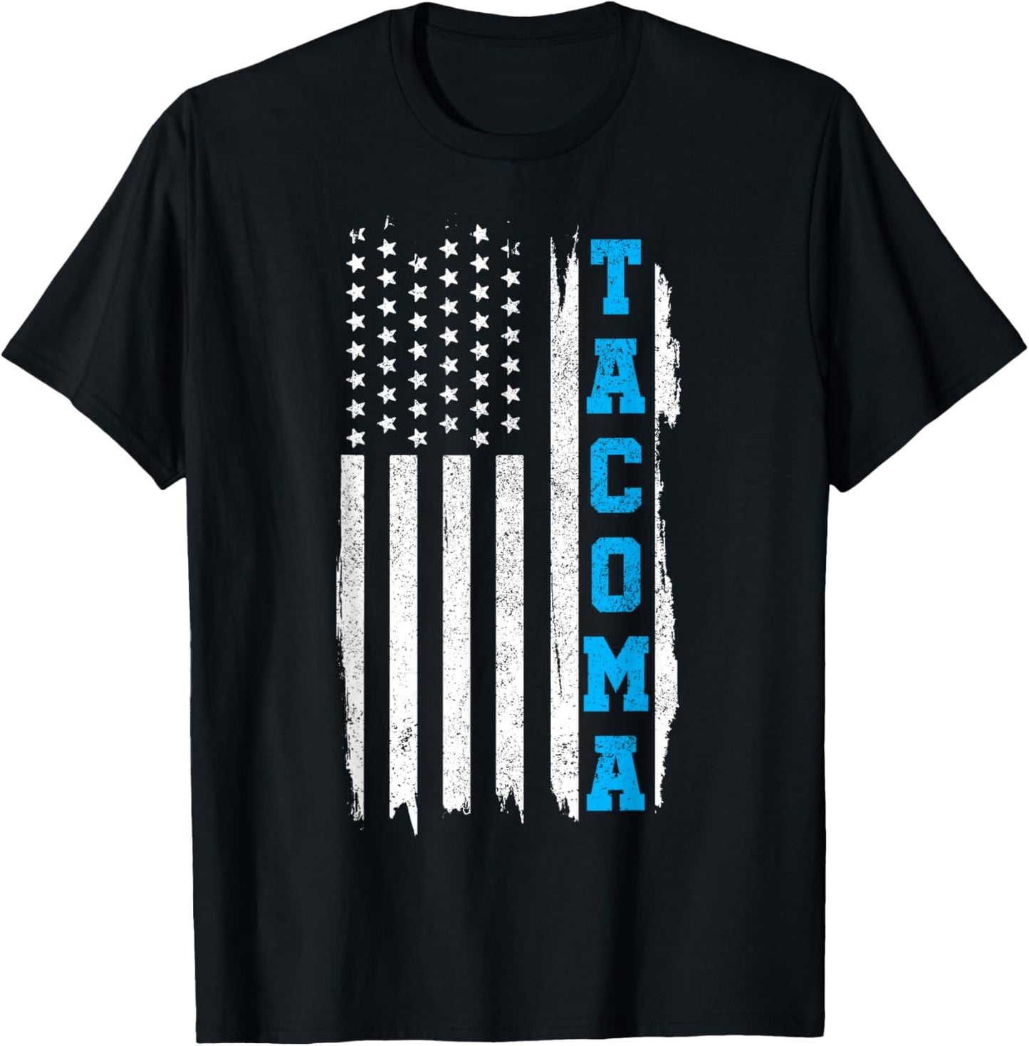 Tacoma Washington American Flag Vintage Patriotic T-Shirt - T-Shirt | Black