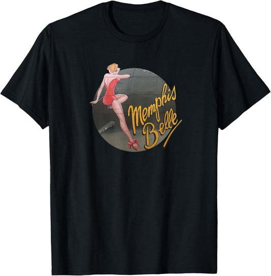 Pin up Girl WWII B-17 Flying Fortress Memphis Belle T-Shirt - T-Shirt | Black