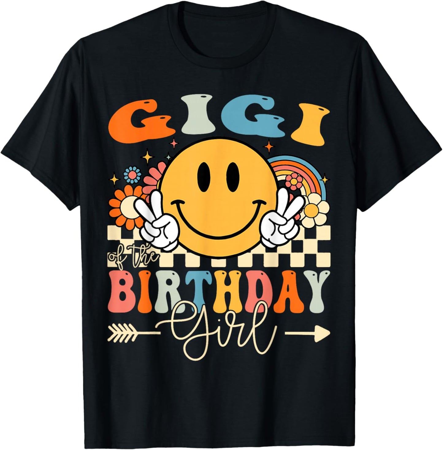 Gigi Of The Birthday Girl Groovy Retro Vintage T-Shirt - T-Shirt | Black