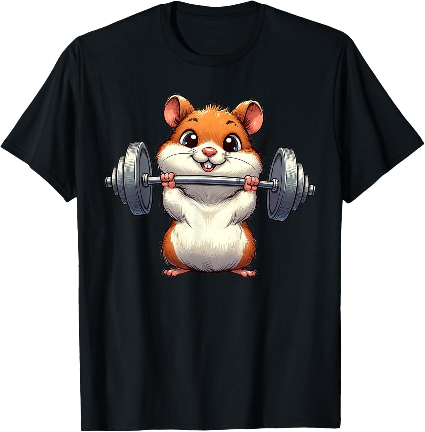 Cute Hamster Weightlifting Fitness Gym Bodybuilding T-Shirt - T-Shirt | Black