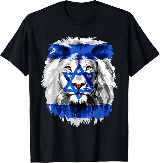 Lion Head Jewish Flag T-Shirt - T-Shirt | Black