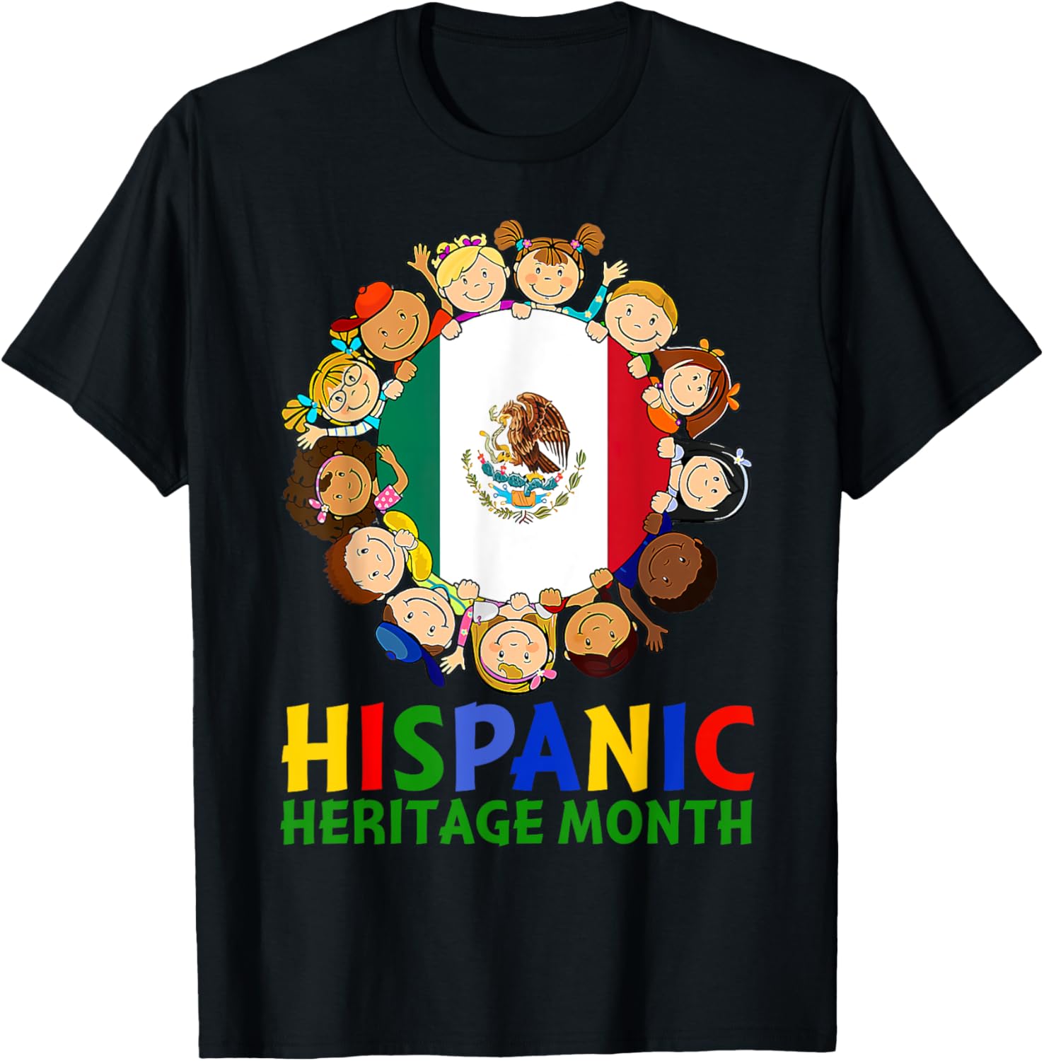 Hispanic Heritage Month Mexico Kids Boys Girls T-Shirt - T-Shirt | Black