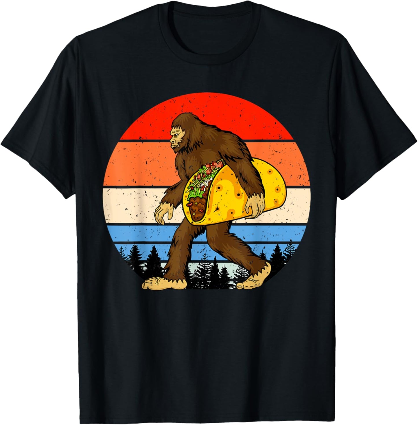 Funny Bigfoot, Taco Lover, Bigfoot Taco, Bigfoot T-Shirt - T-Shirt | Black