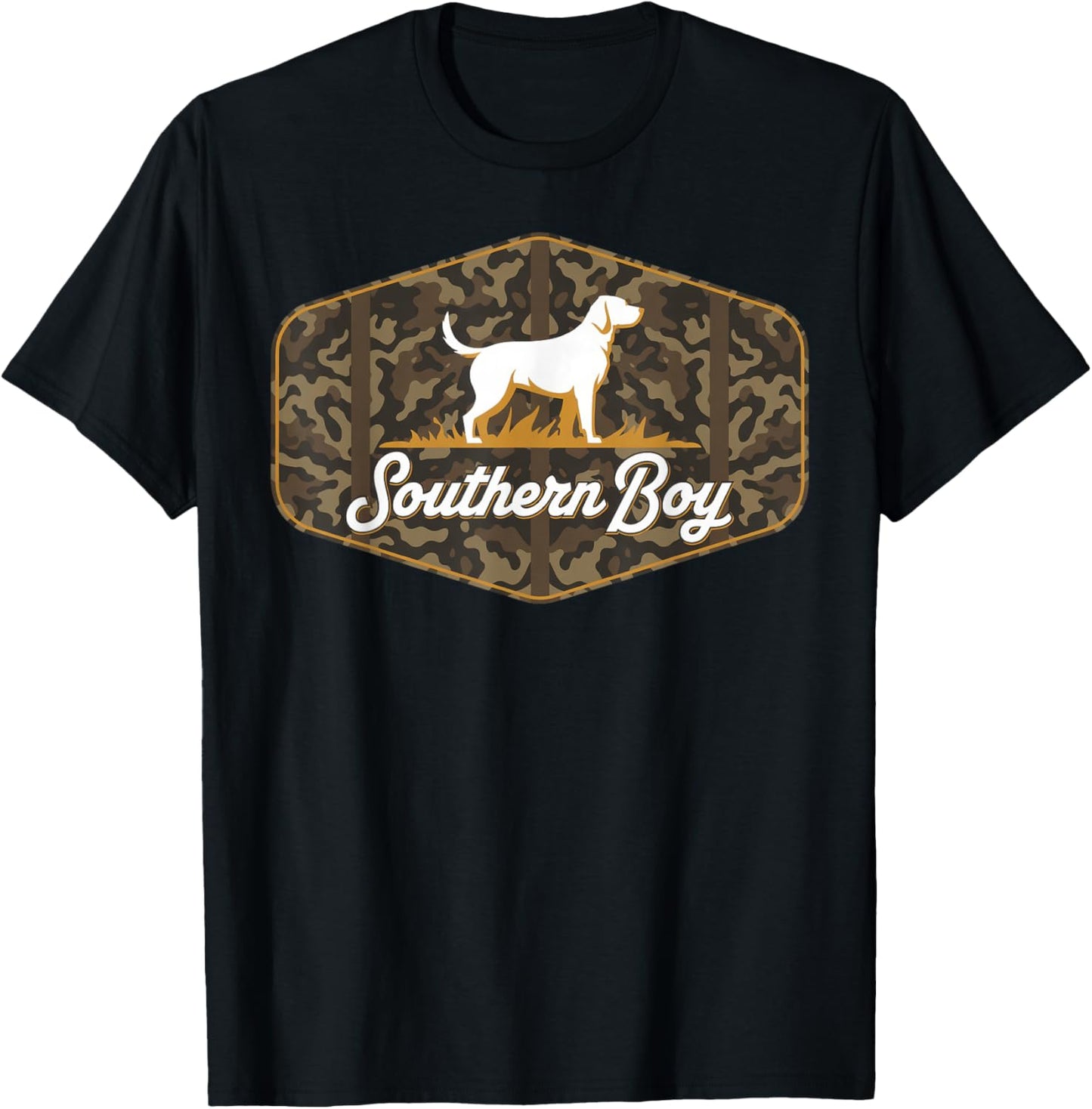 Southern Boy Camouflage Hunting Dog Hello Hunting Season T-Shirt - T-Shirt | Black