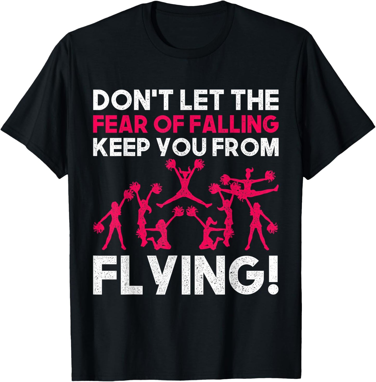 Funny Cheerleader Flying and Falling Cheerleading Design T-Shirt - T-Shirt | Black