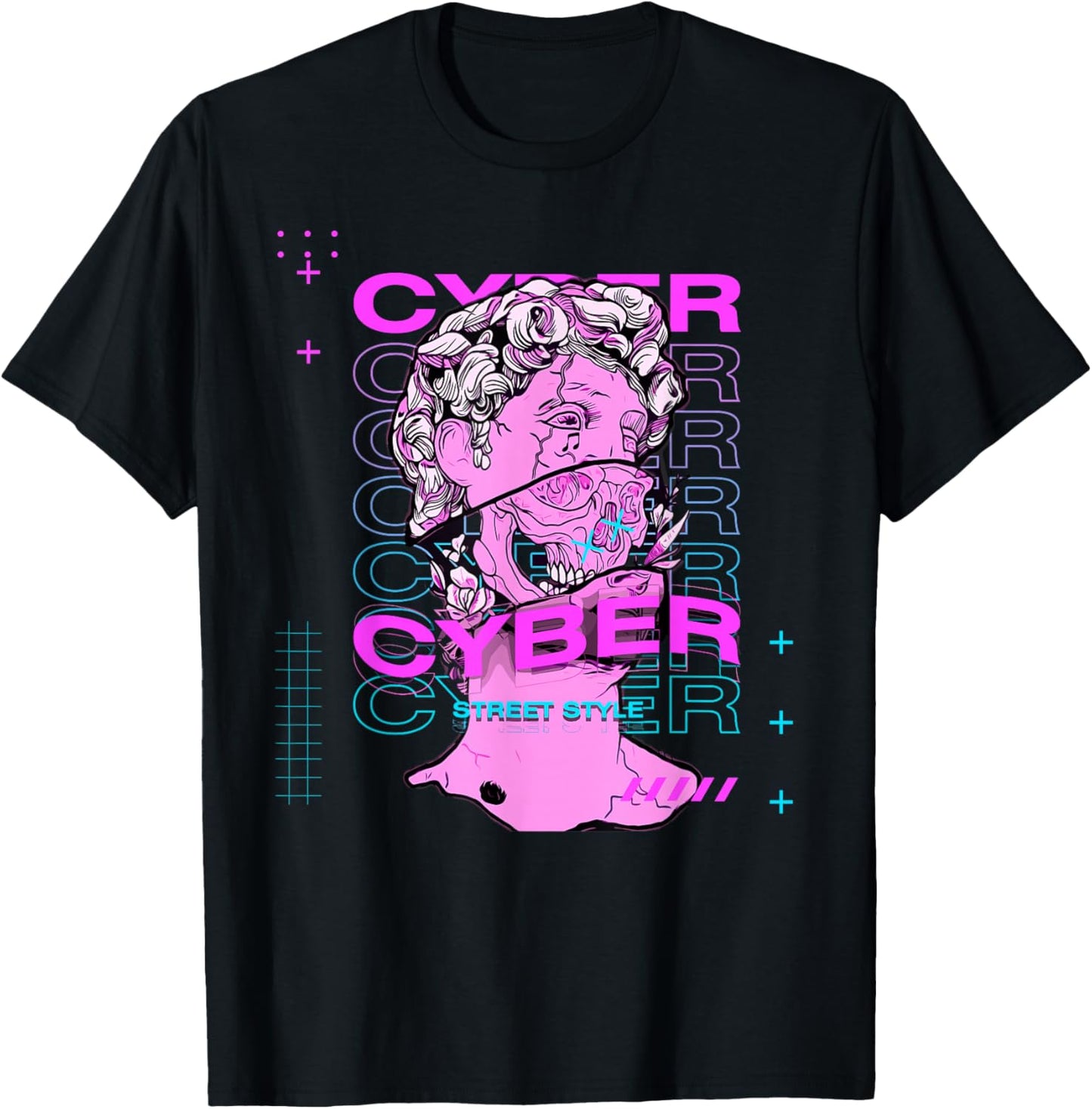 Cyber Street Style Vaporwave EDM Rave Festival T-Shirt - T-Shirt | Black