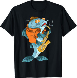 Catfish Saxophonist Saxophone Lover Musicians Fish Owner T-Shirt - T-Shirt | Black