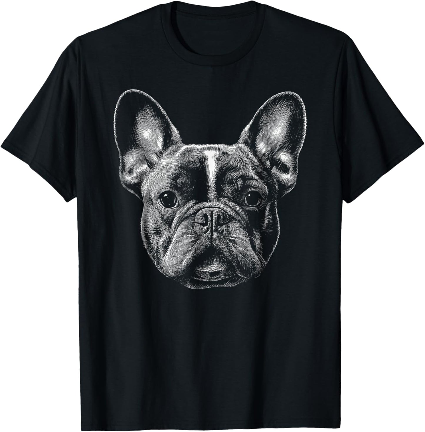 Frenchie Head French Bulldog Men Women Kids T-Shirt - T-Shirt | Black