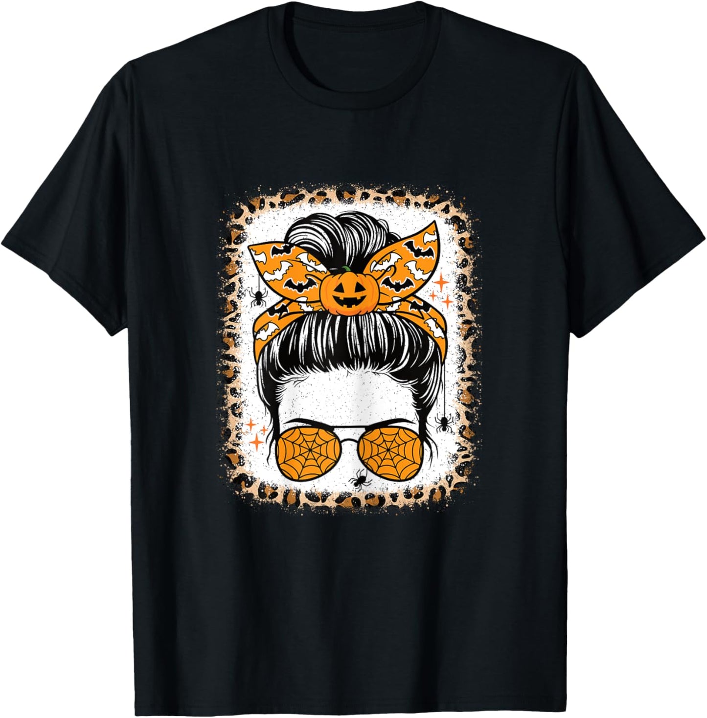 Cute Halloween Messy Bun Scare Halloween Women Girls T-Shirt - T-Shirt | Black