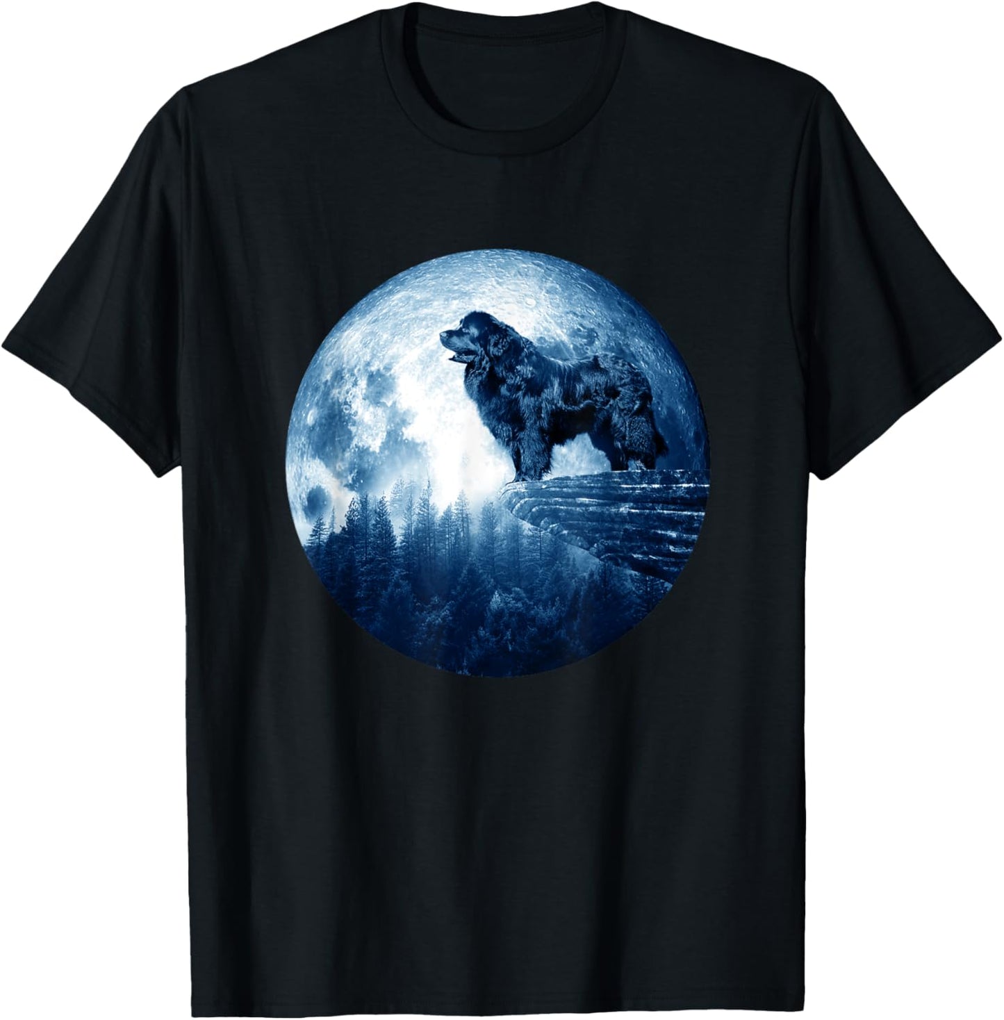 Newfoundland Dog Moon Dog Mom Dad Women Men Dog Lovers T-Shirt - T-Shirt | Black