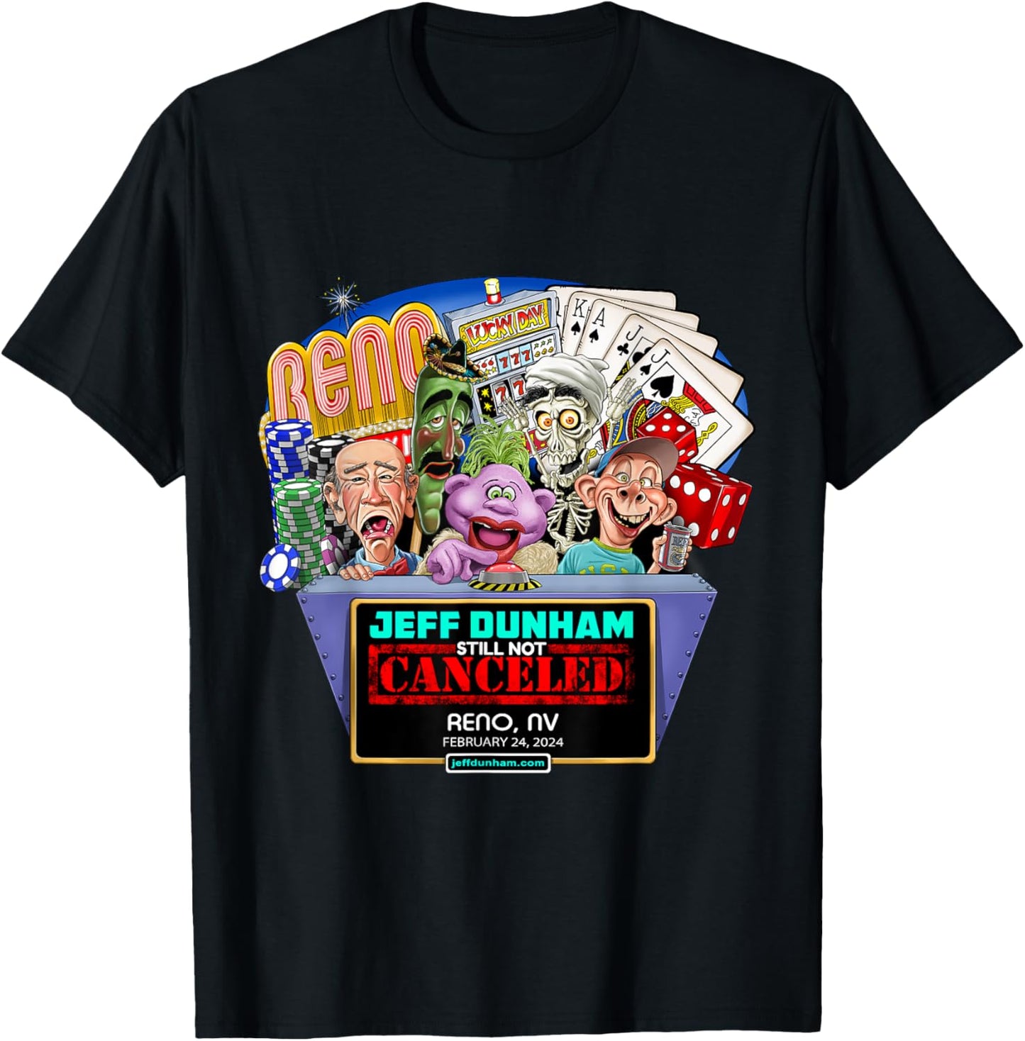 Jeff Dunham Reno, NV (2024) T-Shirt - T-Shirt | Black