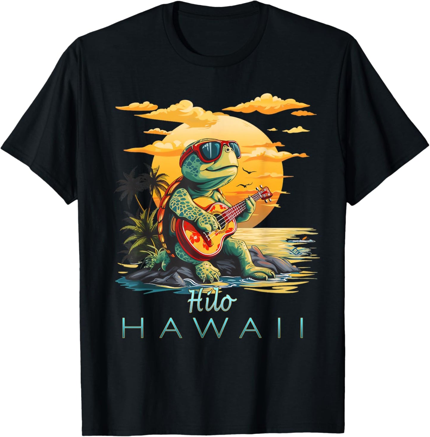 Cute Tropical Hilo Hawaii Sea Turtle Souvenir T-Shirt - T-Shirt | Black
