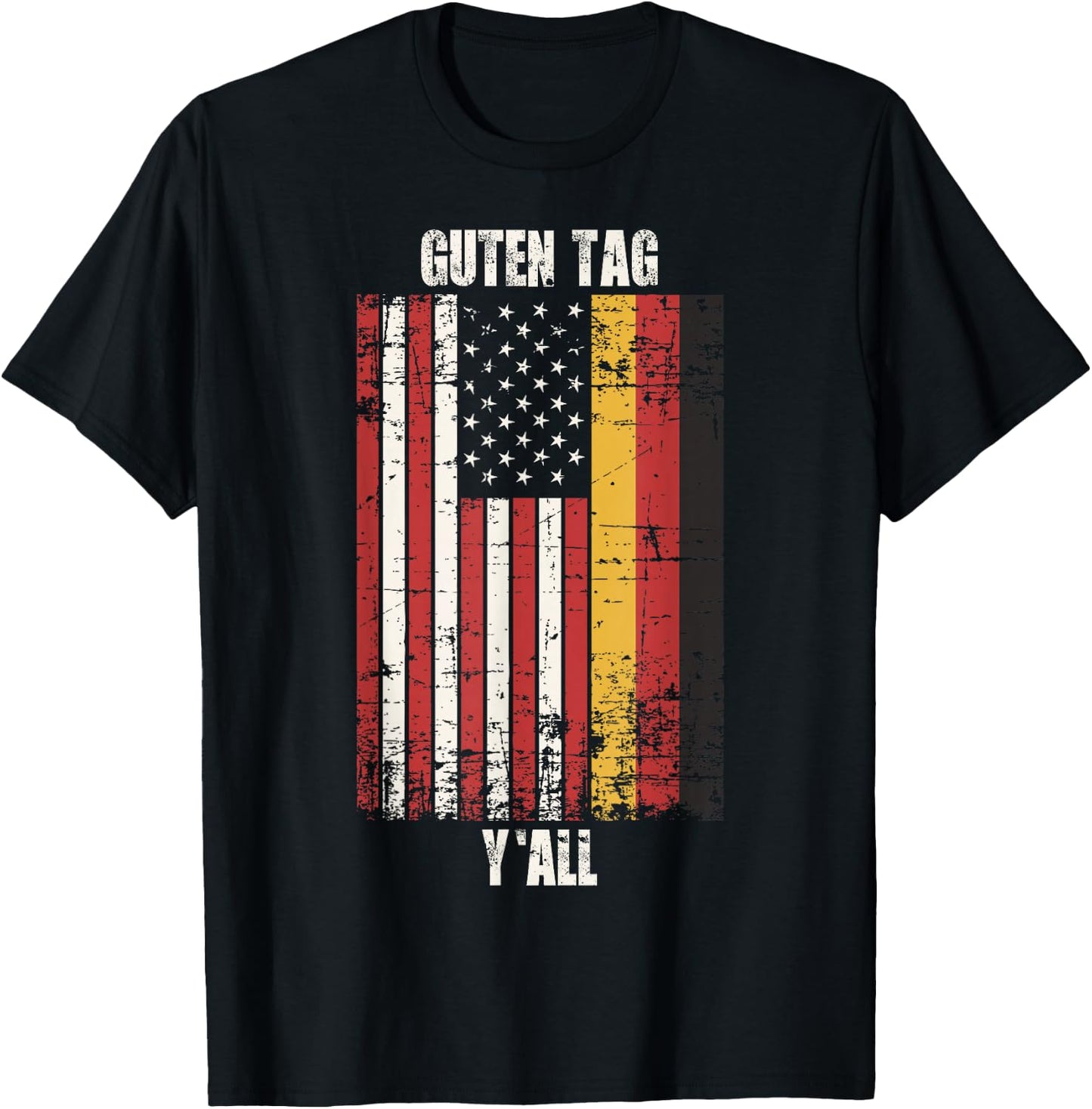 Patriotic Vintage German American Flag Guten Tag Y'all T-Shirt - T-Shirt | Black