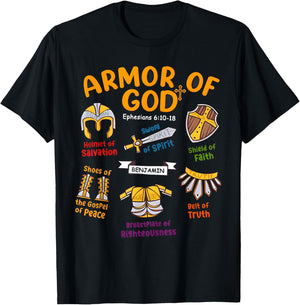 Armor of God Kids Christian Toddler Jesus Shield Ephesians T-Shirt - T-Shirt | Black