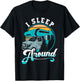 Retro Camping I Sleep Around RV Camper Gift Funny T-Shirt - T-Shirt | Black