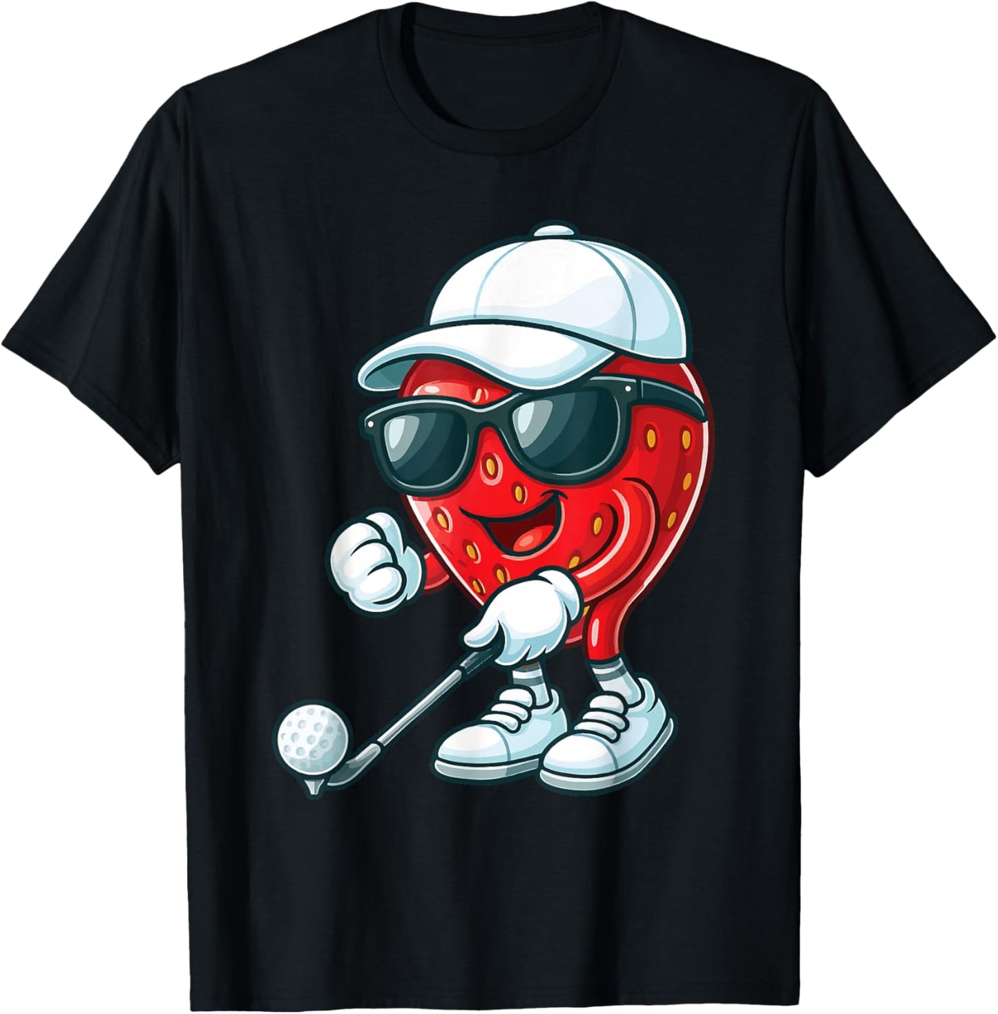 Strawberry Golfing Golfer T-Shirt - T-Shirt | Black