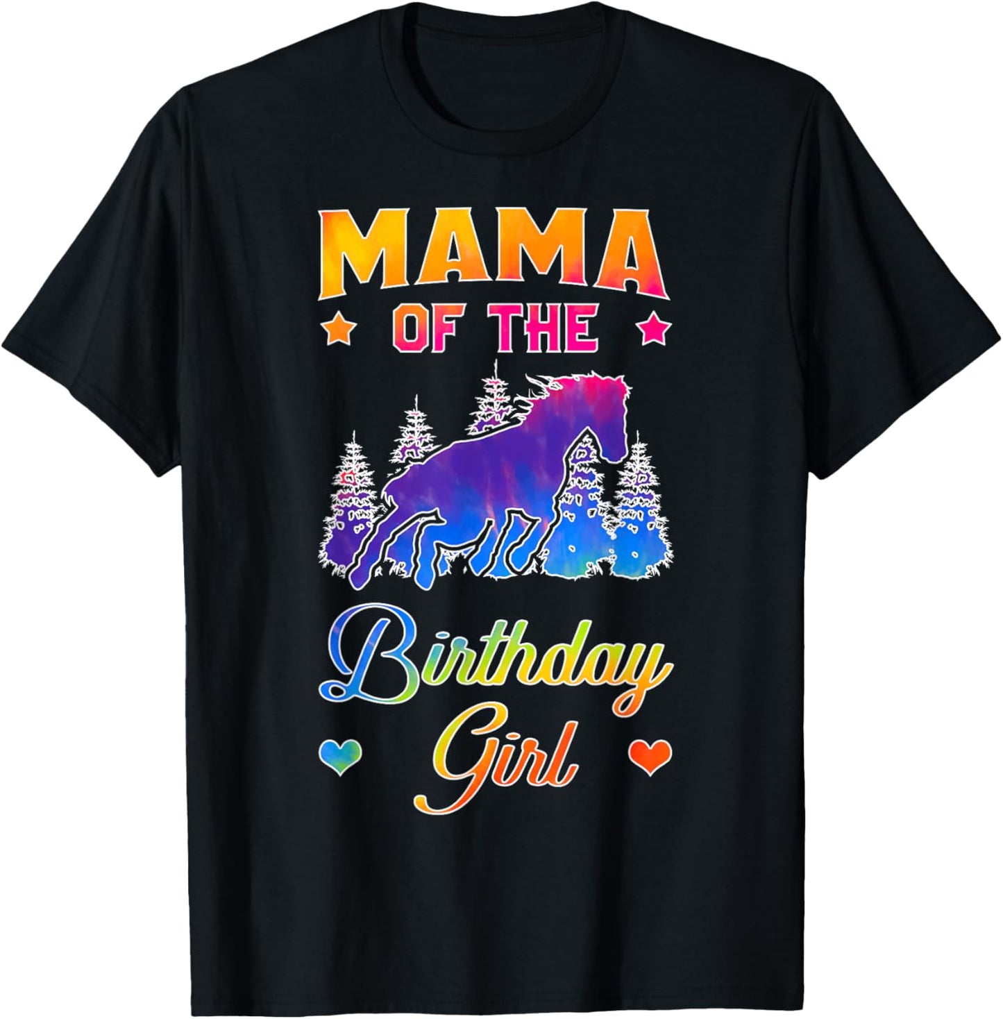 Mama Of The Birthday Girl Horse Family Bday Party T-Shirt - T-Shirt | Black