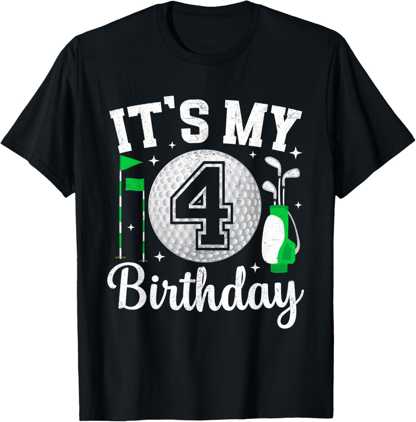 It's My 4th Birthday Golf 4 Year Old Golf Player Birthday T-Shirt - T-Shirt | Black