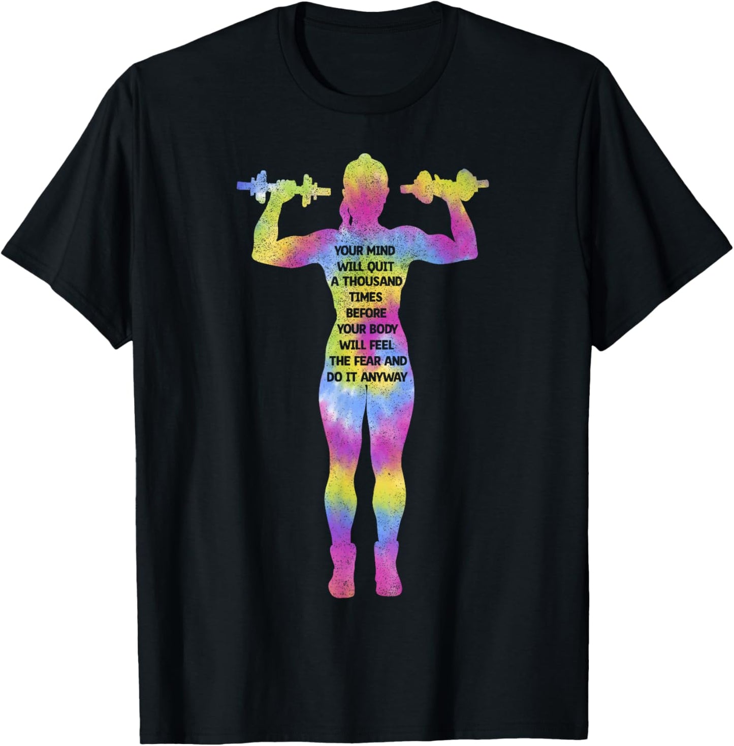 Motivating Fitness Woman Bodybuilding Gym Tie Dye Workout T-Shirt - T-Shirt | Black
