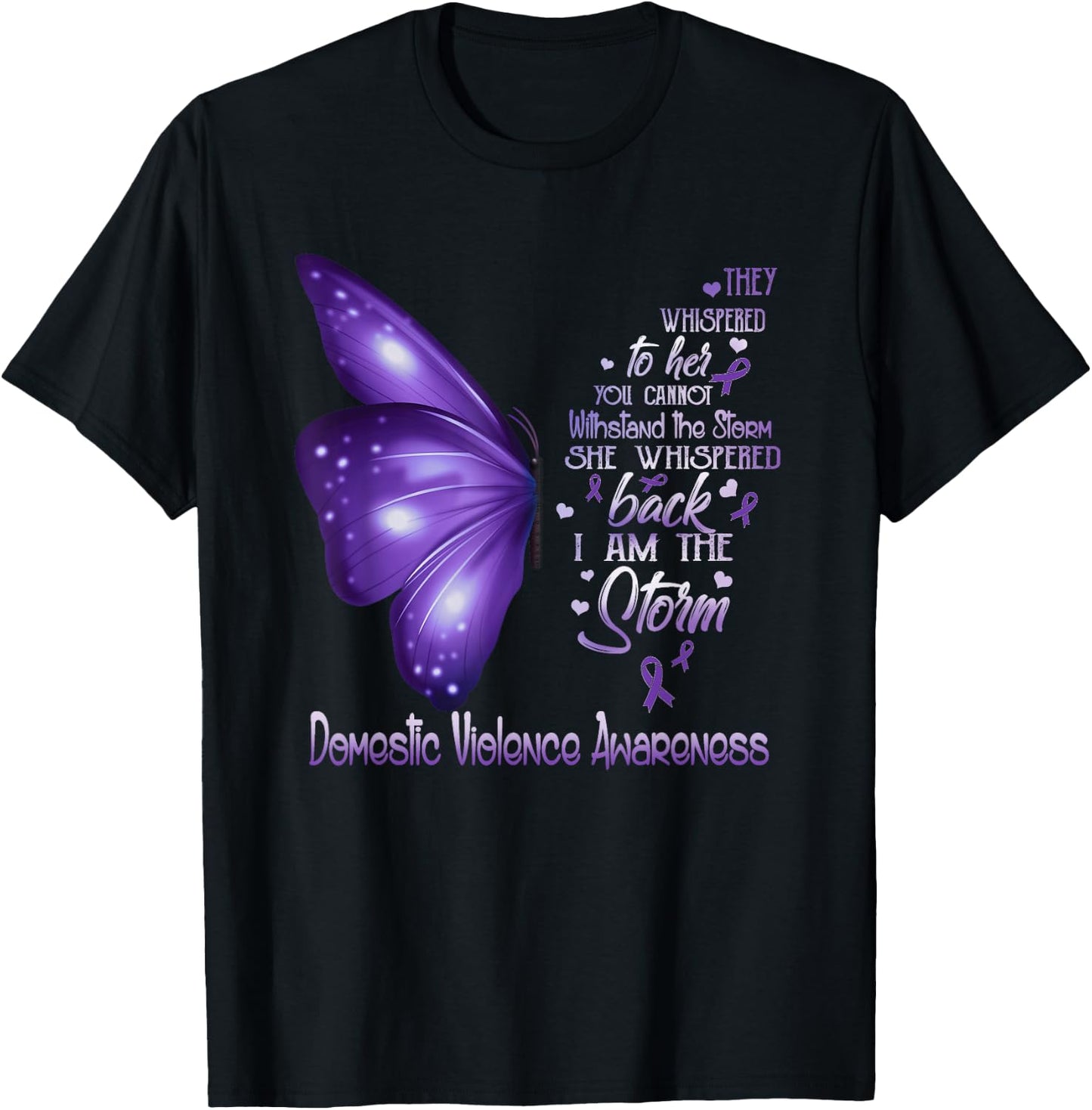I am The Storm Domestic Violence Awareness Butterfly T-Shirt - T-Shirt | Black
