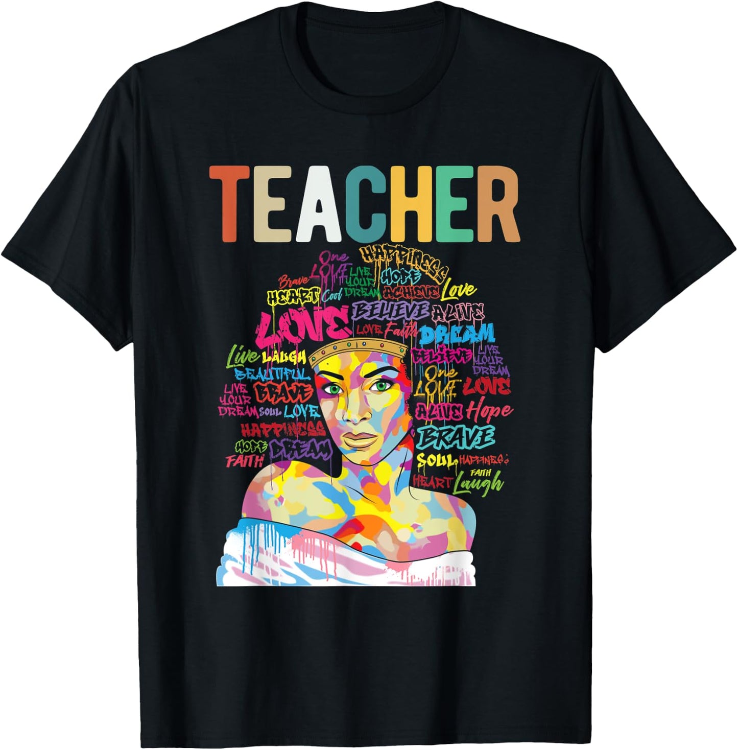 Natural Hair Afro for African American Teachers Gift T-Shirt - T-Shirt | Black