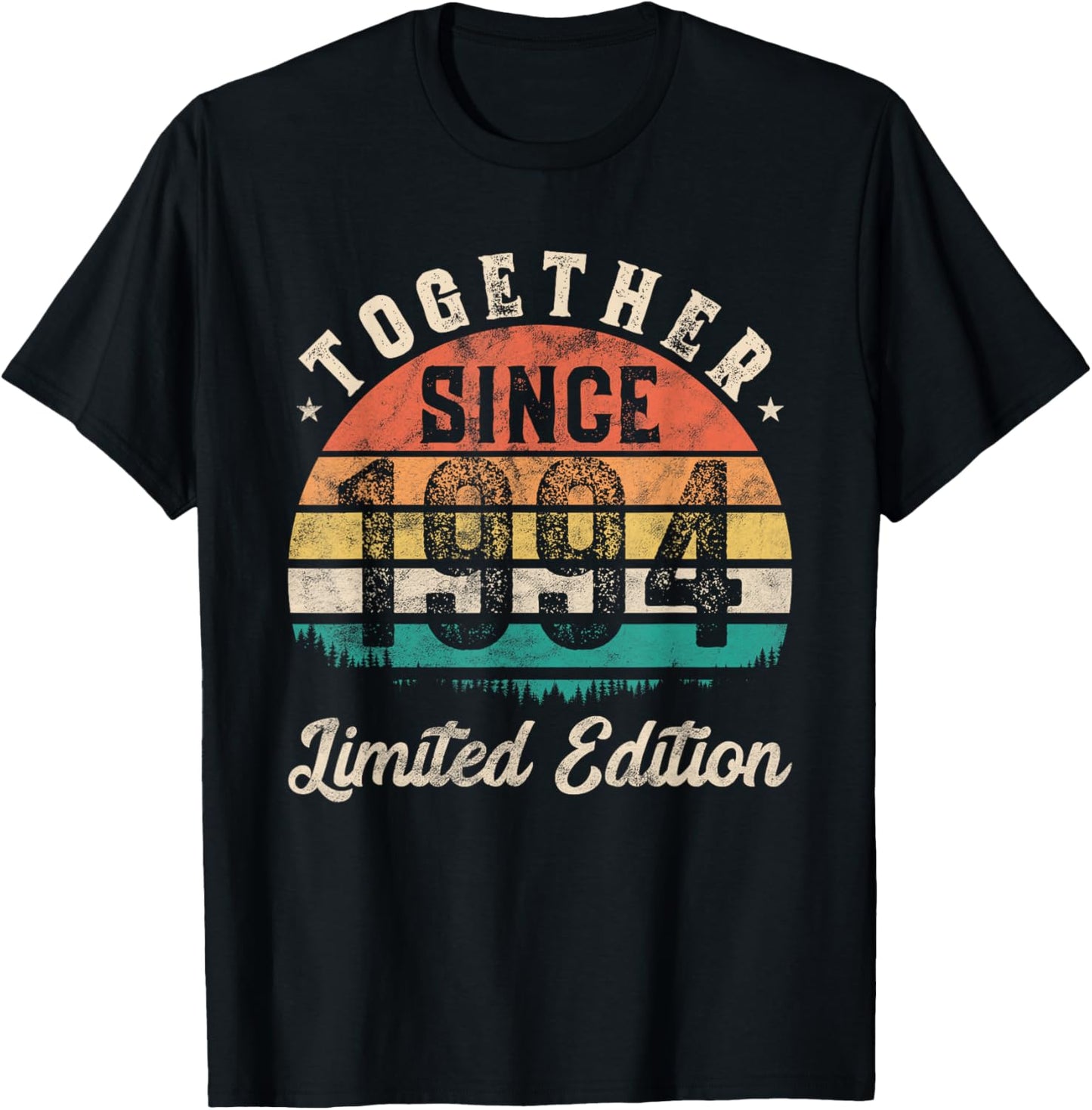 Together Since 1994 Couple 30th years wedding Anniversary T-Shirt - T-Shirt | Black