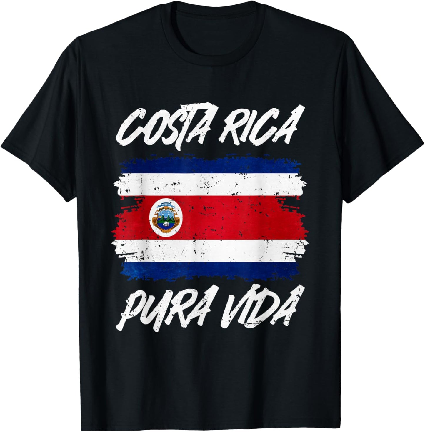 Pura Vida National Flag Of Costa Rica Cool Central America T-Shirt - T-Shirt | Black