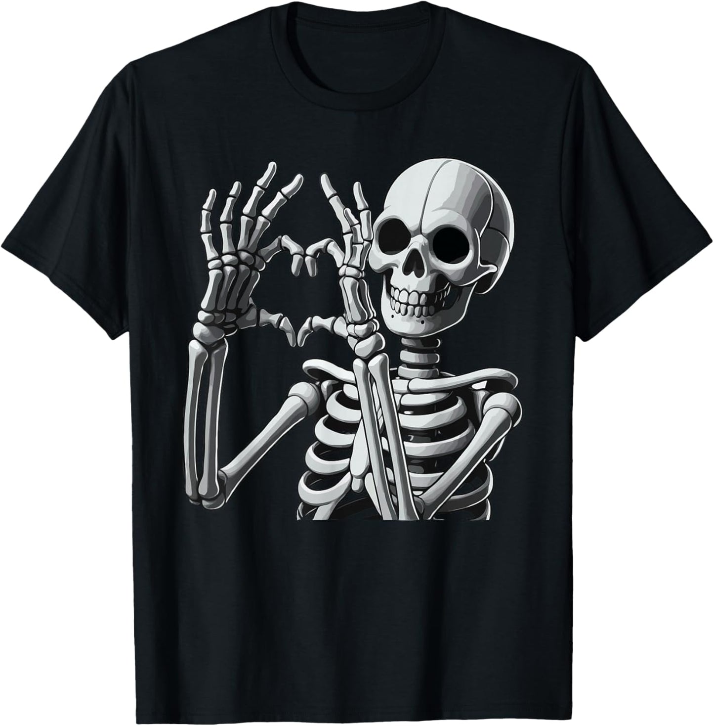 Skeleton Love Hands Halloween Finger Heart Sign T-Shirt - T-Shirt | Black