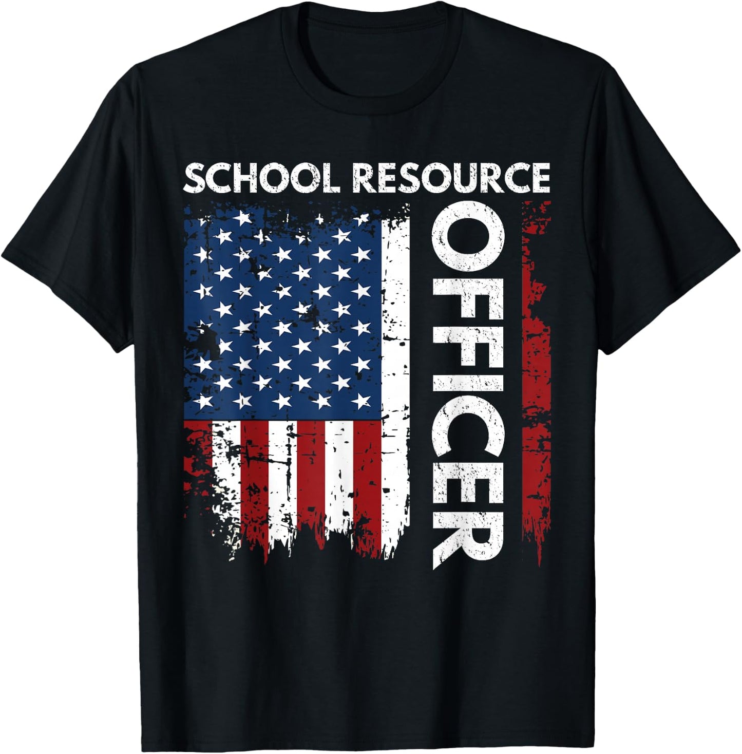 Funny School Resource Officer Gift SRO USA Flag Men T-Shirt - T-Shirt | Black